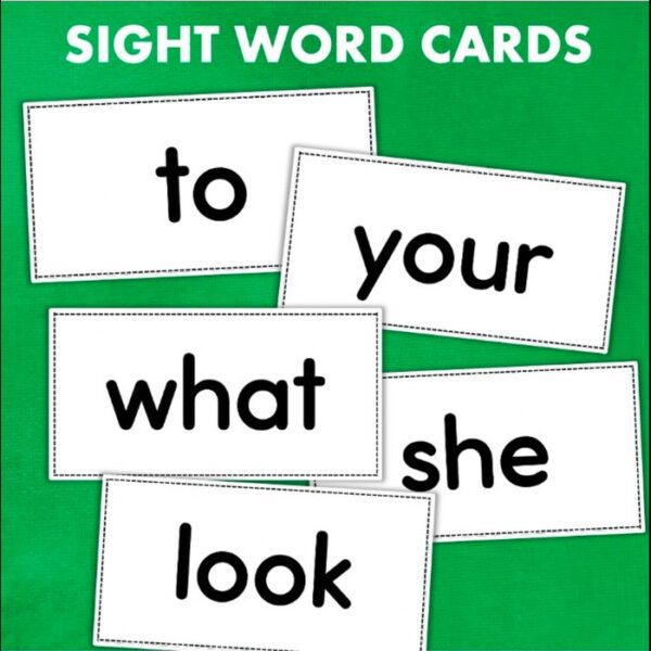 kindergarten sight word flashcards